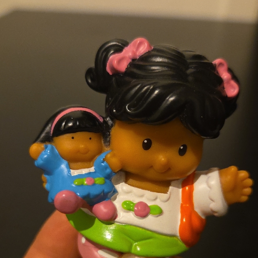 Little People Hispanic Neighborhood Daughter Girl Holding Doll - Picture 5 of 6